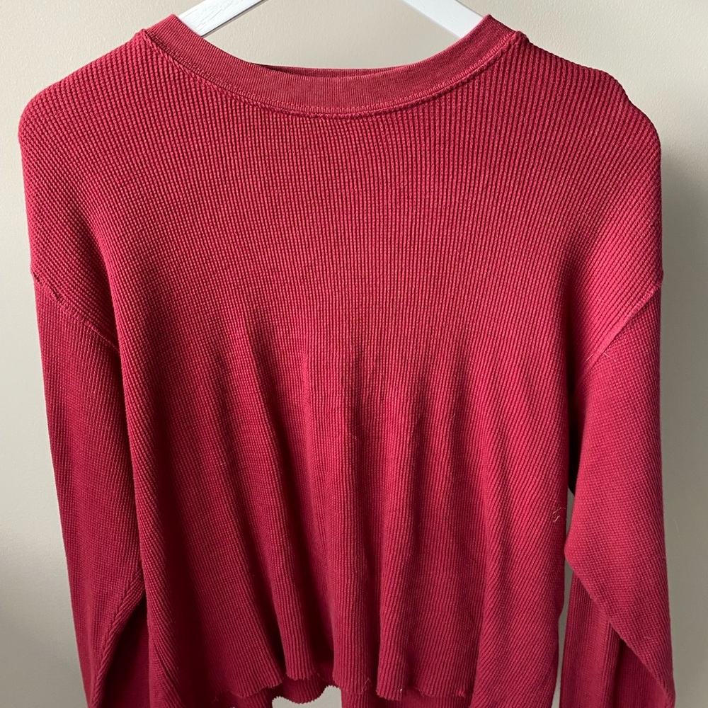 Red Brandy Melville waffle longsleeve
